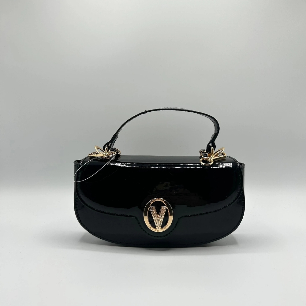 Valentino Orlandi Vegan Leather Crossbody with Top Handle Black NWT